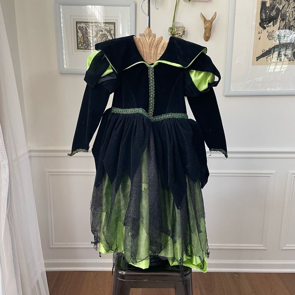 Wishcraft Witch Costume Black Velveteen Green 4